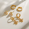 Wholesale Stainless Steel Geometric Four Awn Star Earrings With Electroplating For Women