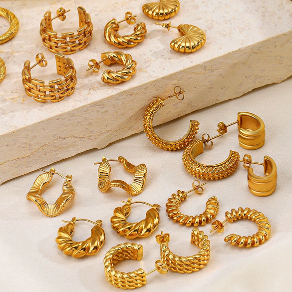 Wholesale Stainless Steel Geometric French Retro Electroplated Women's Earrings