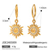 Wholesale Stainless Steel Geometric French Retro Style Electroplating Women's Earrings With Sun Pendant And Diamond