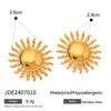 Wholesale Stainless Steel Geometric French Retro Style Electroplating Women's Earrings With Sun Pendant And Diamond