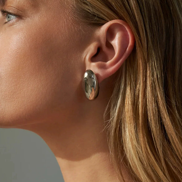 Wholesale Stainless Steel Geometric French Retro Style Oval Stud Earrings For Women Electroplated