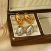 Wholesale Stainless Steel Geometric French Retro Style Oval Stud Earrings For Women Electroplated