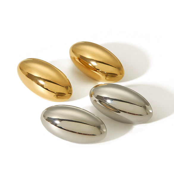 Wholesale Stainless Steel Geometric French Retro Style Oval Stud Earrings For Women Electroplated