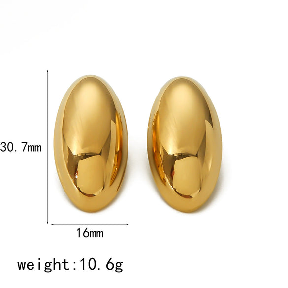 Wholesale Stainless Steel Geometric French Retro Style Oval Stud Earrings For Women Electroplated