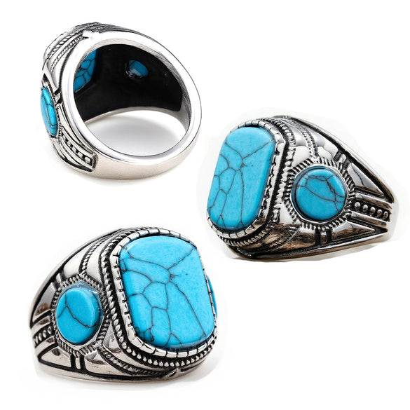 Wholesale Stainless Steel Geometric Gemstone Ring For Men And Unisex