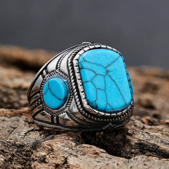Wholesale Stainless Steel Geometric Gemstone Ring For Men And Unisex