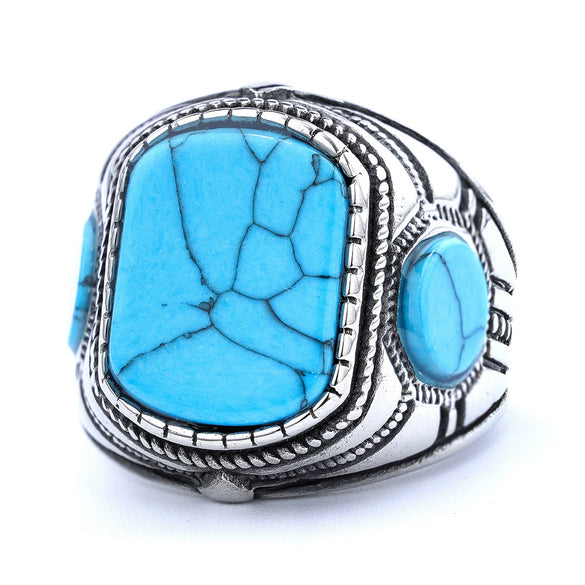 Wholesale Stainless Steel Geometric Gemstone Ring For Men And Unisex