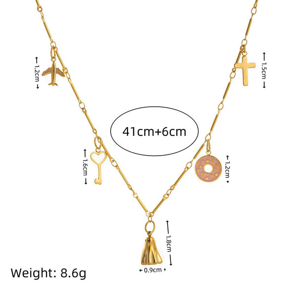 Wholesale Stainless Steel Geometric Ghost Cross Pendant Necklace With Furnace Vacuum Plating