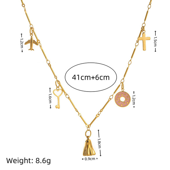 Wholesale Stainless Steel Geometric Ghost Cross Pendant Necklace With Furnace Vacuum Plating