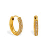 Wholesale Stainless Steel Geometric Gold Pigment Ring Earrings With Diamond And Electroplating Design
