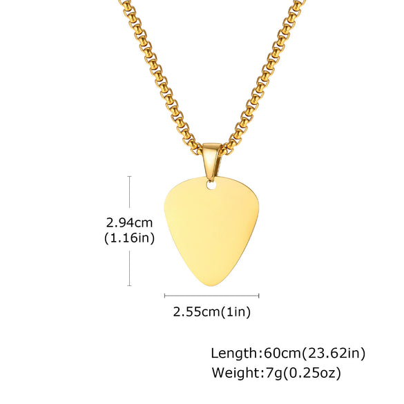 Wholesale Stainless Steel Geometric Guitar Pick Pendant Necklace With Electroplating Fashion Jewelry