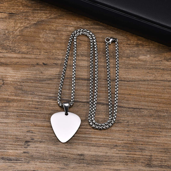 Wholesale Stainless Steel Geometric Guitar Pick Pendant Necklace With Electroplating Fashion Jewelry
