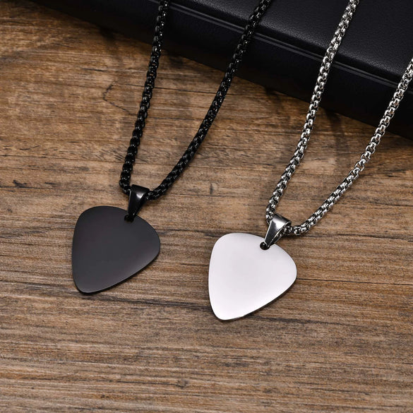 Wholesale Stainless Steel Geometric Guitar Pick Pendant Necklace With Electroplating Fashion Jewelry