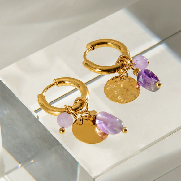 Wholesale Stainless Steel Geometric Hammer Earrings Electroplated For Women
