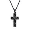 Wholesale Stainless Steel Geometric Hammer Pattern Cross Pendant Gold Plated Necklace For Men