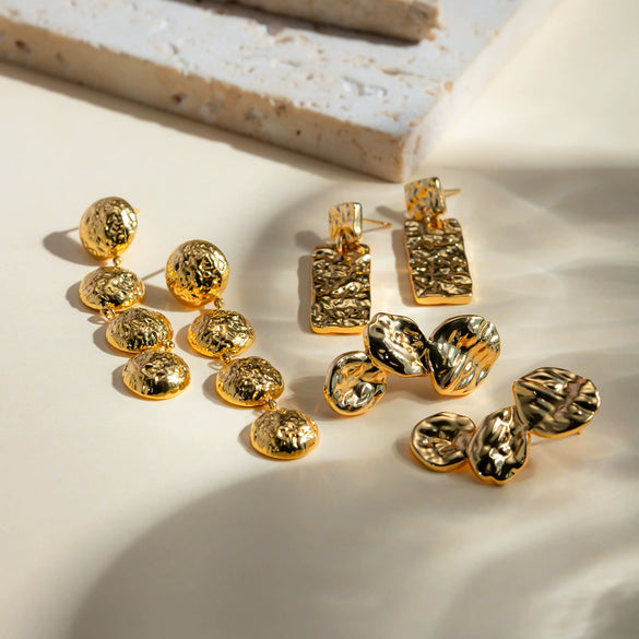 Wholesale Stainless Steel Geometric Hammer Pendant Earrings Jewelry With Electroplating For Women