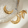 Wholesale Stainless Steel Geometric Hammered Half Moon Earrings Jewelry For Women