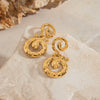 Wholesale Stainless Steel Geometric Hammered Spiral Pendant Earrings With Electroplating Design For Women
