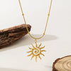 Wholesale Stainless Steel Geometric Hammered Spiral Sun Pendant Necklace And Ring Set For Women With Electroplating