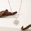 Wholesale Stainless Steel Geometric Hammered Spiral Sun Pendant Necklace And Ring Set For Women With Electroplating