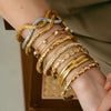 Wholesale Stainless Steel Geometric Hammered Zirconinlaid 18K Goldplated Waterproof Bracelet For Women