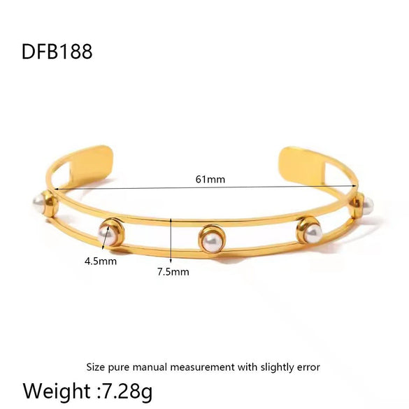 Wholesale Stainless Steel Geometric Hammered Zirconinlaid 18K Goldplated Waterproof Bracelet For Women