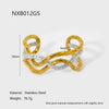 Wholesale Stainless Steel Geometric Hammered Zirconinlaid 18K Goldplated Waterproof Bracelet For Women