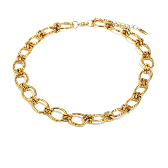 Wholesale Stainless Steel Geometric Handmade Electroplated Chain Bracelet And Necklace For Women