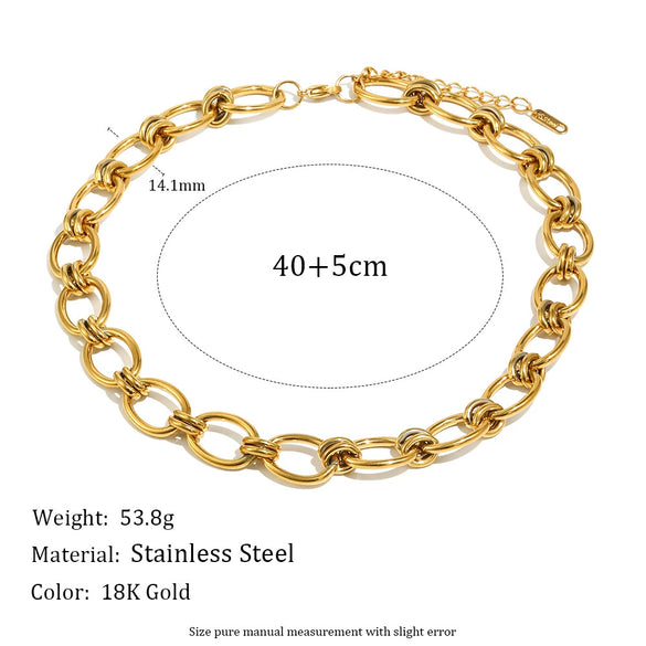 Wholesale Stainless Steel Geometric Handmade Electroplated Chain Bracelet And Necklace For Women