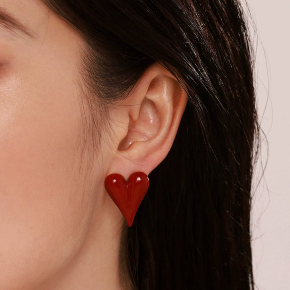 Wholesale Stainless Steel Geometric Heart Earrings For Women With Pvd Electroplating