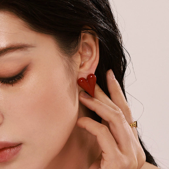 Wholesale Stainless Steel Geometric Heart Earrings For Women With Pvd Electroplating