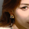 Wholesale Stainless Steel Geometric Heart Earrings With Electroplating Retro Style