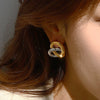 Wholesale Stainless Steel Geometric Heart Earrings With Electroplating Retro Style