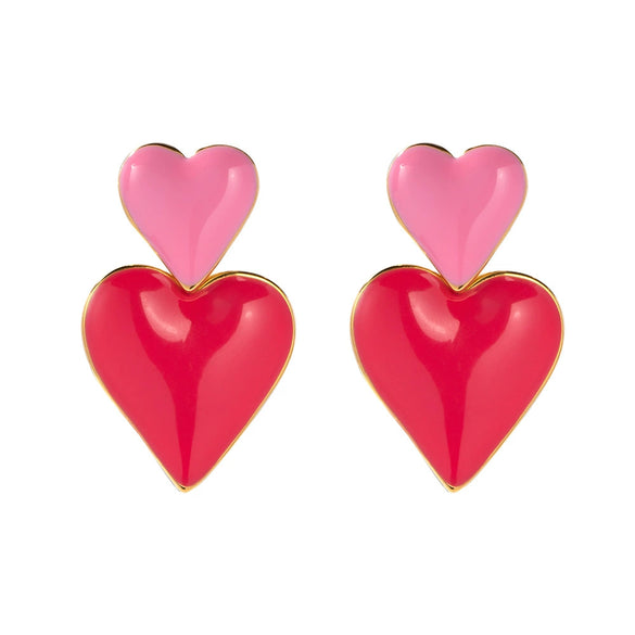 Wholesale Stainless Steel Geometric Heart Earrings With Electroplating