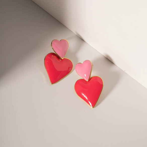 Wholesale Stainless Steel Geometric Heart Earrings With Electroplating
