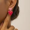 Wholesale Stainless Steel Geometric Heart Earrings With Electroplating