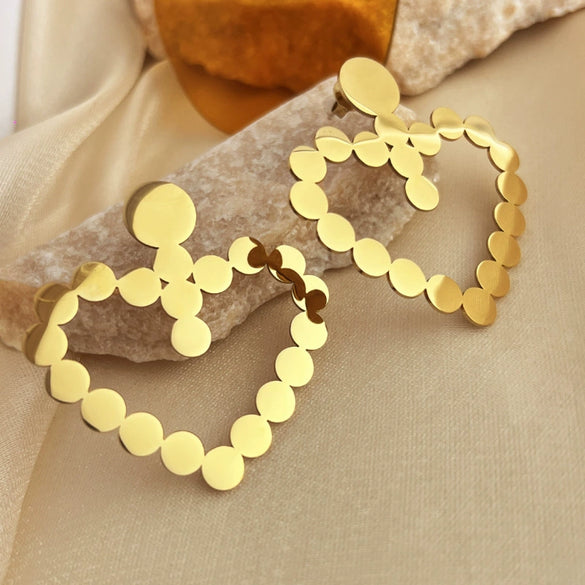Wholesale Stainless Steel Geometric Heart Hollow Electroplated Earrings For Girls