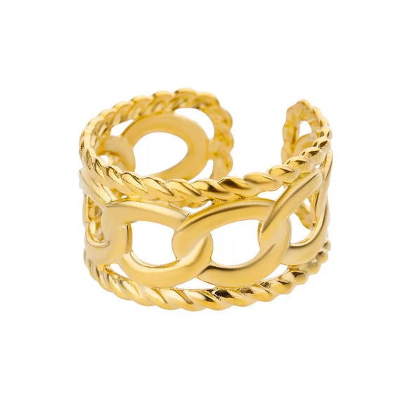 Wholesale Stainless Steel Geometric Heart Opening Adjustable Retro Popular Ring For Women