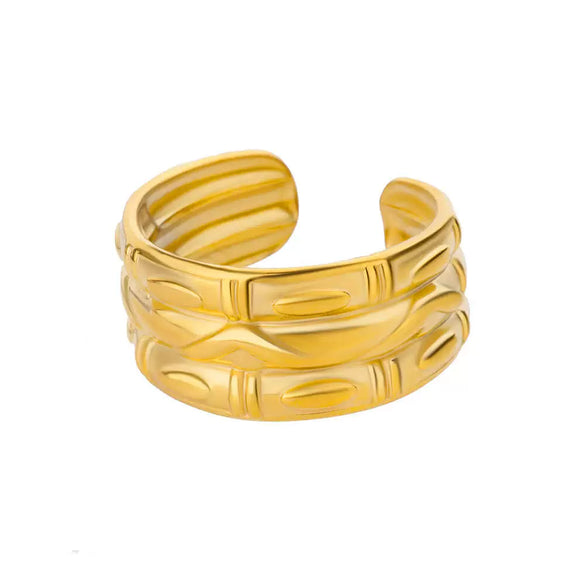 Wholesale Stainless Steel Geometric Heart Opening Adjustable Retro Popular Ring For Women