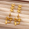 Wholesale Stainless Steel Geometric Heart Pendant Bow Design Earrings With Electroplating