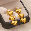 Wholesale Stainless Steel Geometric Heart Pendant Bow Design Earrings With Electroplating