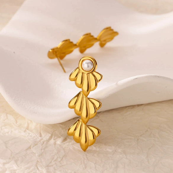 Wholesale Stainless Steel Geometric Heart Pendant Bow Design Earrings With Electroplating