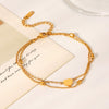 Wholesale Stainless Steel Geometric Heart Pendant Doublelayer Anklet For Women