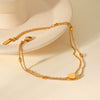 Wholesale Stainless Steel Geometric Heart Pendant Doublelayer Anklet For Women