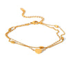 Wholesale Stainless Steel Geometric Heart Pendant Doublelayer Anklet For Women