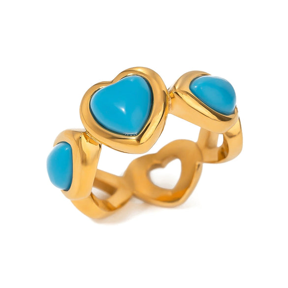 Wholesale Stainless Steel Geometric Heart Ring With Electroplating Treatment