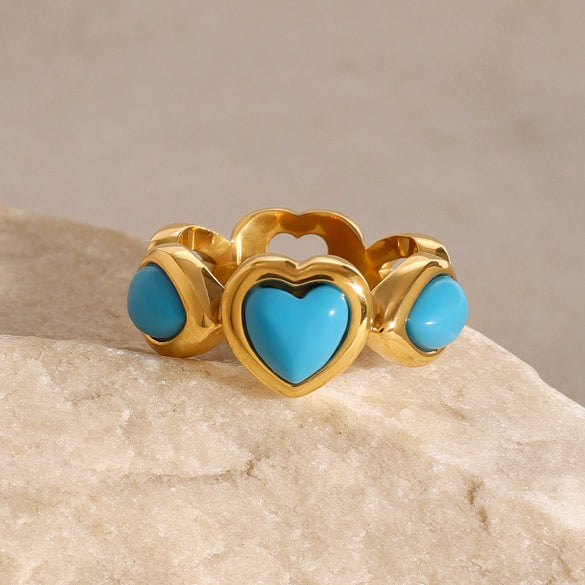 Wholesale Stainless Steel Geometric Heart Ring With Electroplating Treatment