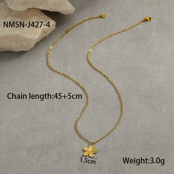 Wholesale Stainless Steel Geometric Heart Round Gold Plated Necklace Jewelry For Women