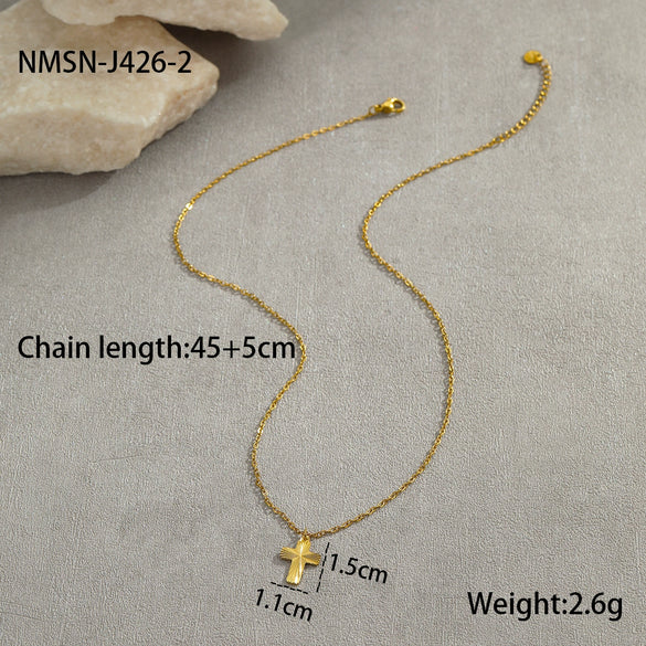 Wholesale Stainless Steel Geometric Heart Round Gold Plated Necklace Jewelry For Women