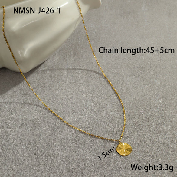 Wholesale Stainless Steel Geometric Heart Round Gold Plated Necklace Jewelry For Women